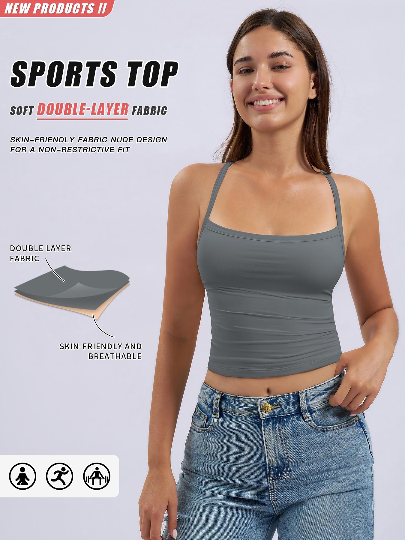 Women's Sporty Tight-Fit Yoga Vest, Quick-Dry Fitness Top, All-Seasons Wearable Running Tank, Versatile Gym Activewear, Sporty Cami Top