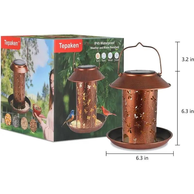 Solar Bird Feeder Hanging Garden Lantern, Eco-Friendly Outdoor Decor, Attracts Birds, Easy Installation, Durable Design