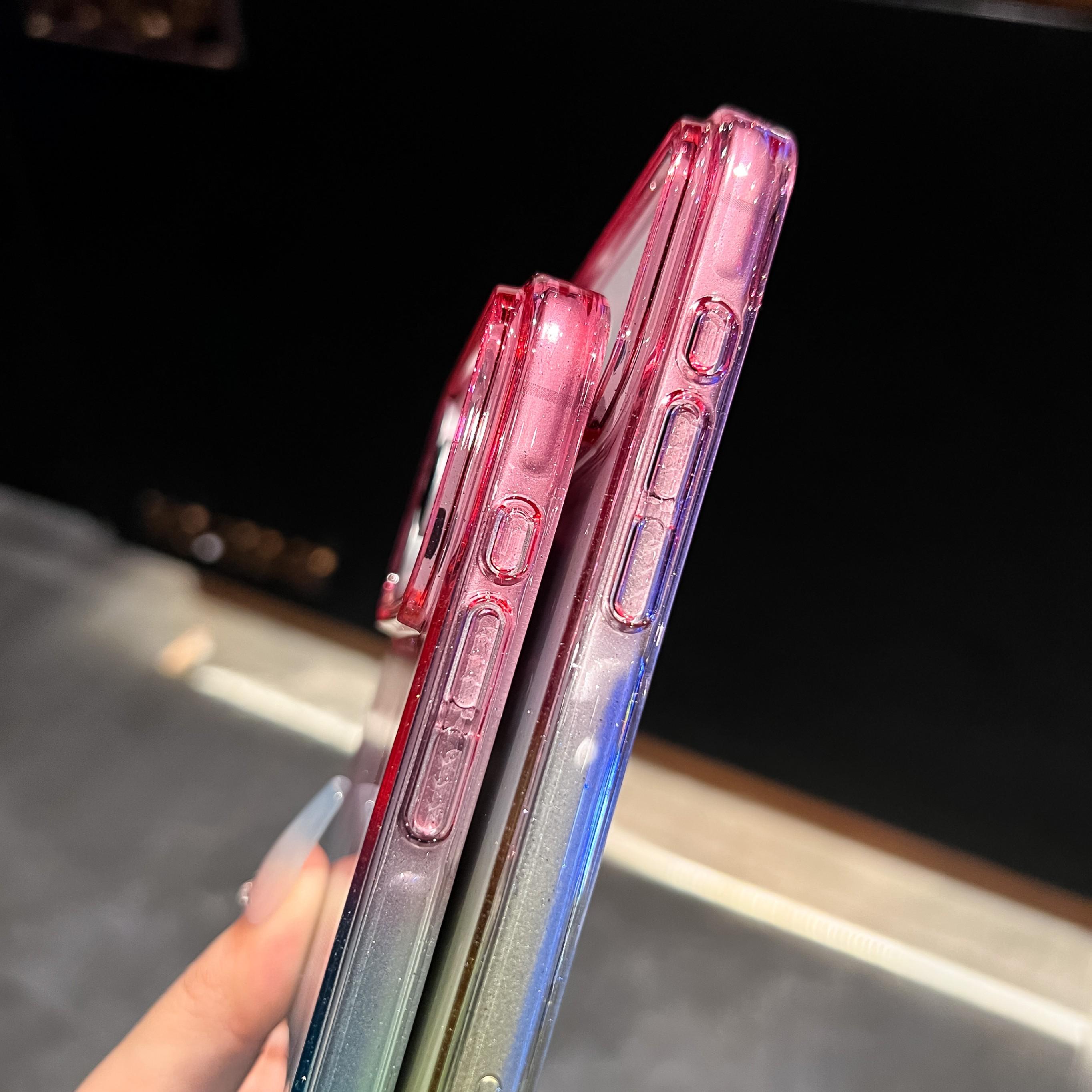 The refreshing "ins flash powder gradient" design is suitable for the 17promax ultra-thin hard-shell iPhone 16 phone case / iPhone 15 Pro Max / iPhone 14 / iPhone 13 phone protection cover with a dual-color splicing minimalist style.