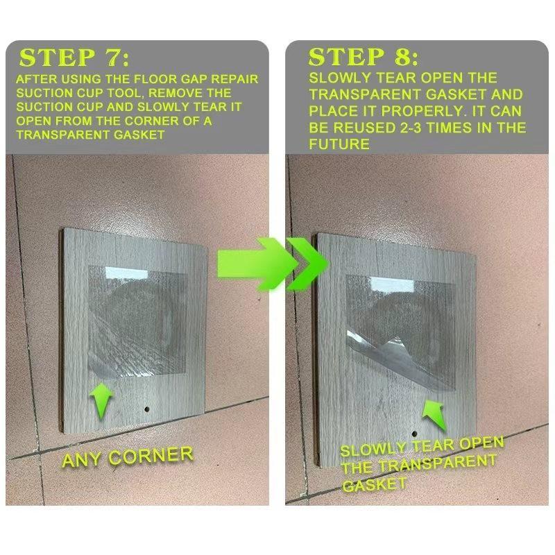 Floor Gap Repair Suction Tool Set, Professional Home Tools Kit for Flat Surfaces, Tiles, Wood Boards, PVC, Glass Floors, Includes 3 Transparent Pads