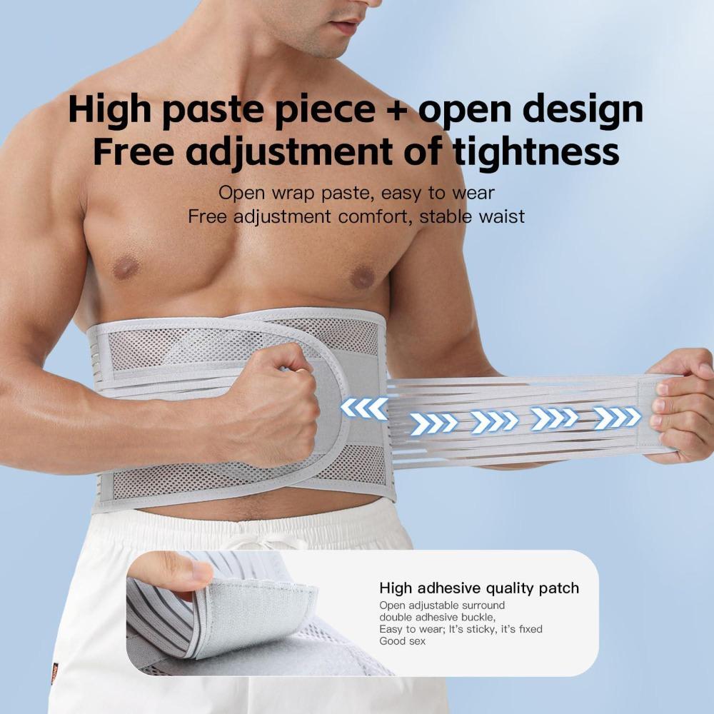 Adjustable Lower Back Brace - Breathable Mesh Posture Corrector Belt with Multiple Support Straps for Lower Back Support, Posture Improvement, Sports, Gym, and Long Hours of Office Sitting, Breathable Lumbar Brace