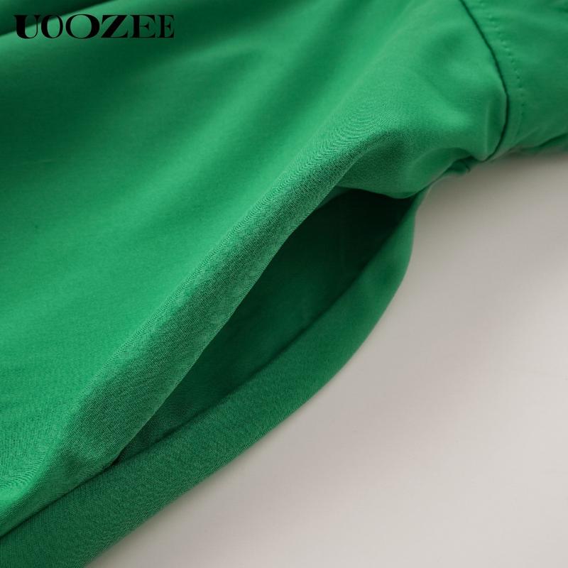 UOOZEE women's long-sleeved loose solid color lapel midi dress, waist design, comfortable and elegant, a must-have for commuting and formal occasions Midi Cloth, with pockets Modest Clothes SpringStatements