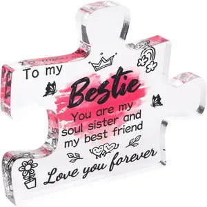 To My Bestie Gifts, Acrylic Puzzle Piece Plaque Best Friend Keepsake Soul Sister Souvenir Sign Friendship Ornament Decor, Acrylic Desktop Decoration for Women Birthdays Christmas Valentine's - Acrylic Puzzle Plaque