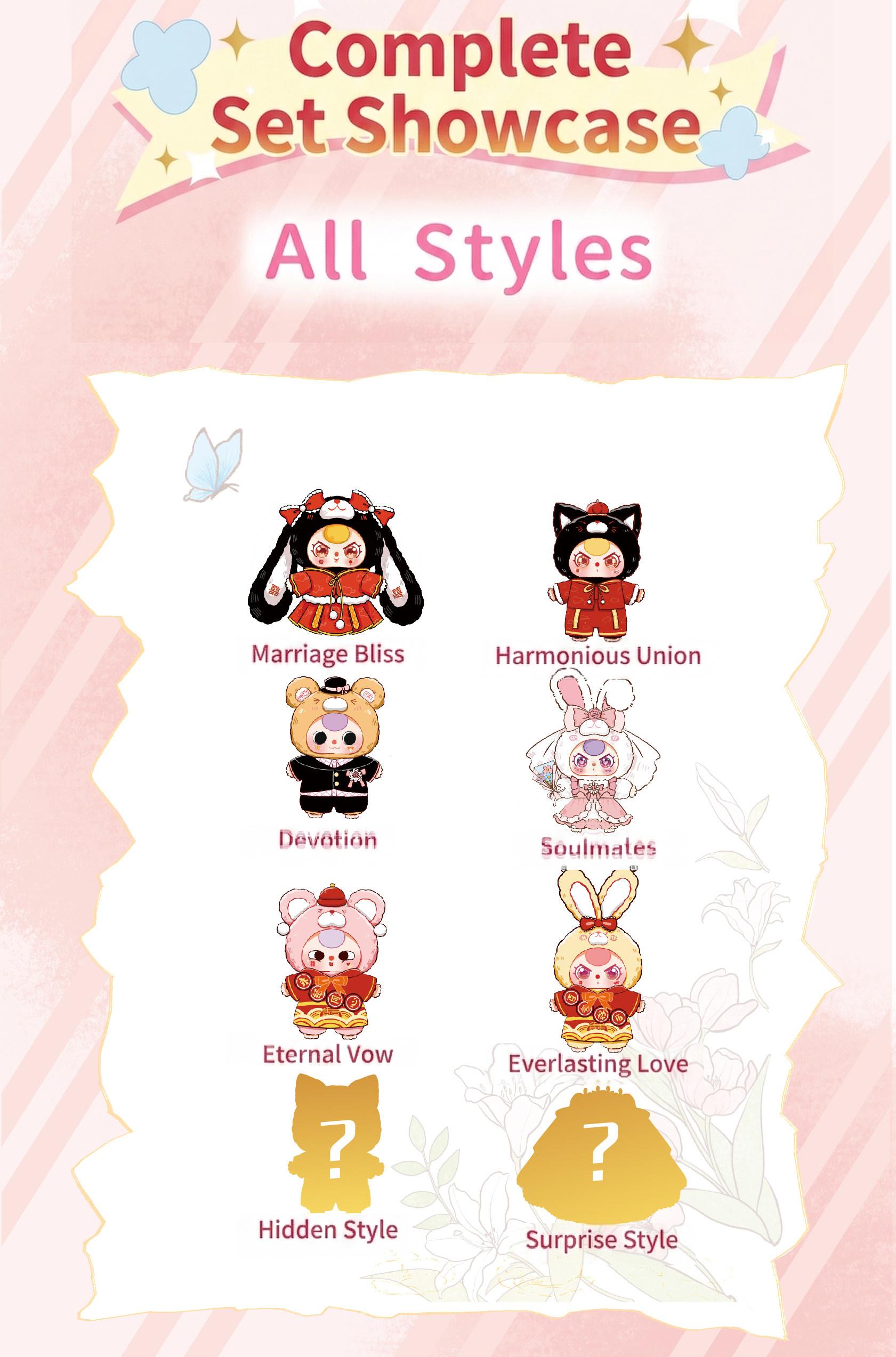 Baby Three Lovely Wedding 400% Series Blind Box - Large Size Kawaii Bunny Couple Mystery Box, Romantic Town Theme Decor & Emotional Companion, Cute Collectible Vinyl Plush Toy, Wedding Gift for Her, Home Desk Ornament