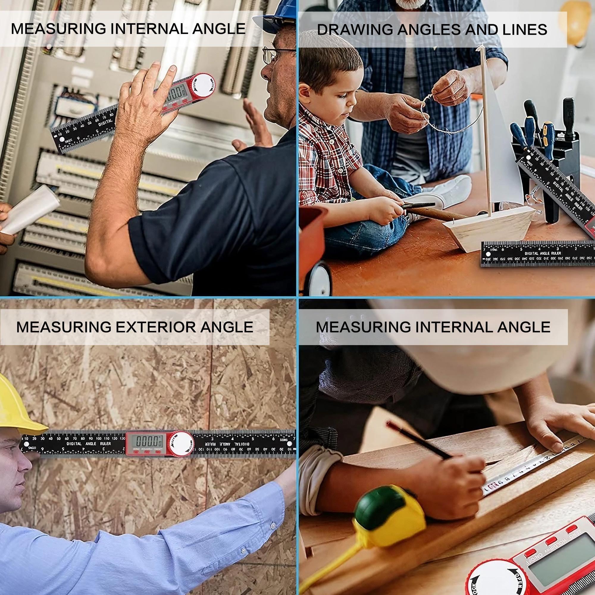 200mm digital angle ruler with dual functions for precise measurement, 360-degree free-rotating goniometer, professional-grade high-precision digital angle ruler, portable multi-function angle measuring tool