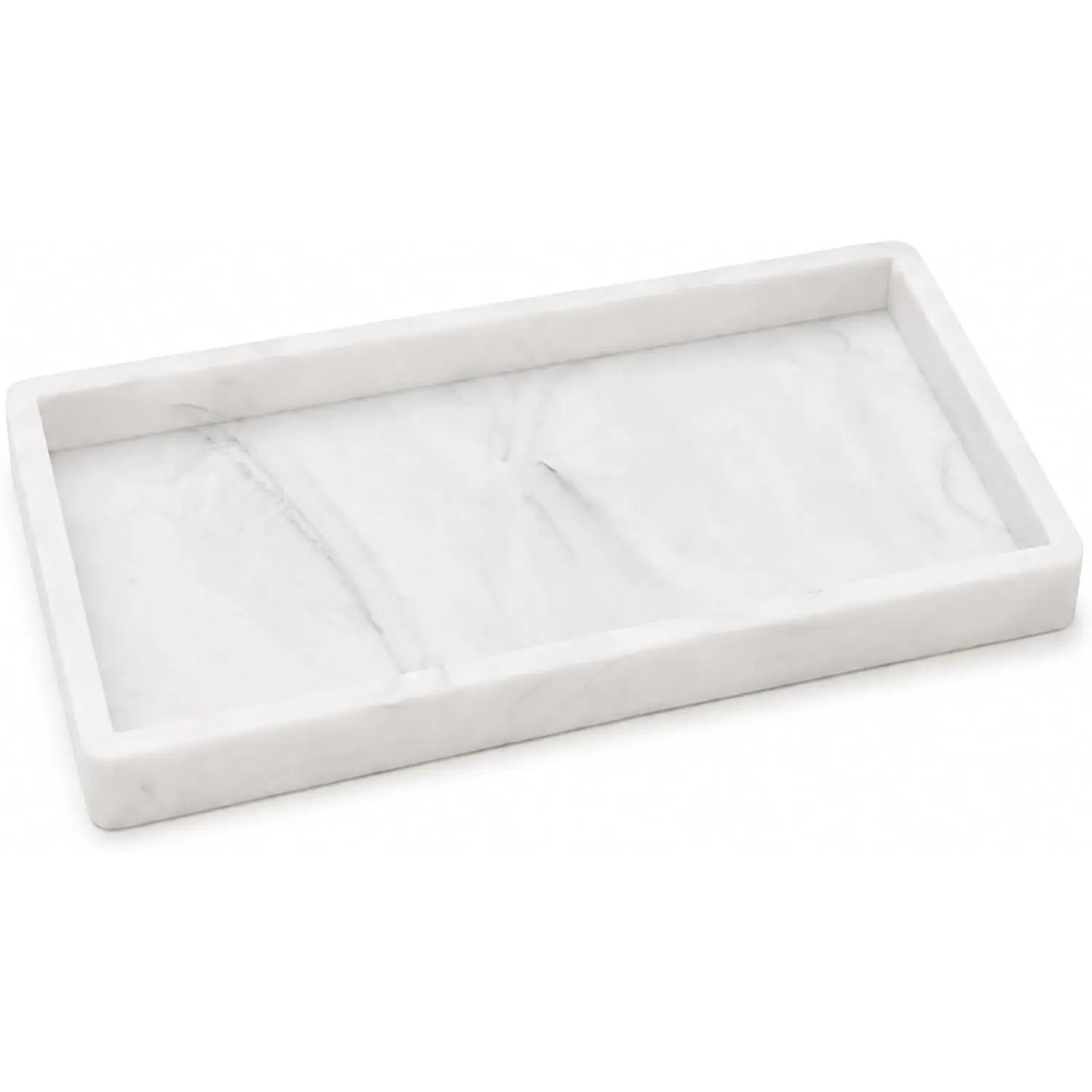 Tray for Bathroom Counter, Non-Slip Shatterproof Countertop Organizer Tray,  Tray for Perfume, , ,  and Kitchen Storage, Marble-White 7.9 x 4 in