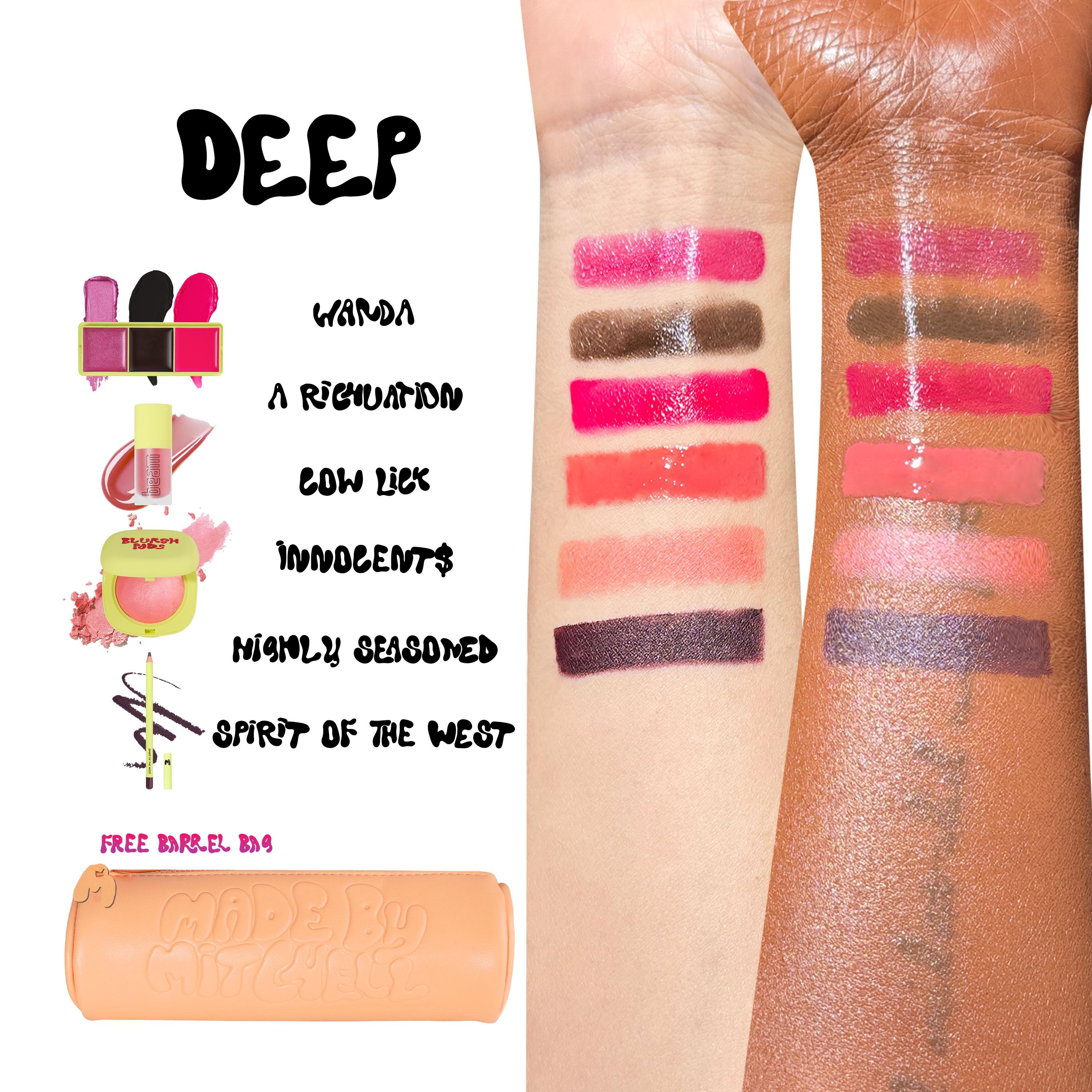 Mitchell Curve Capsule 5-Piece Face & Lip Set, Limited Edition Blush, Lip Gloss, Lip & Brush Makeup Bundle, Perfect Gift for Her