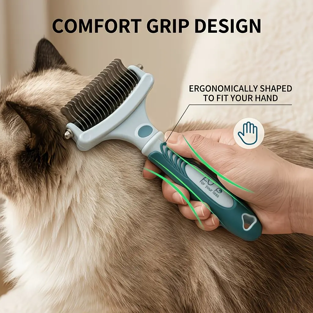 Pet Undercoat Rake Grooming Brush for Golden Retriever, German Shepherd, Border Collie & Cats, Safe Deshedding Dematting Tool, Holiday Gift for Pet Lovers, Halloween Thanksgiving Christmas Home Present