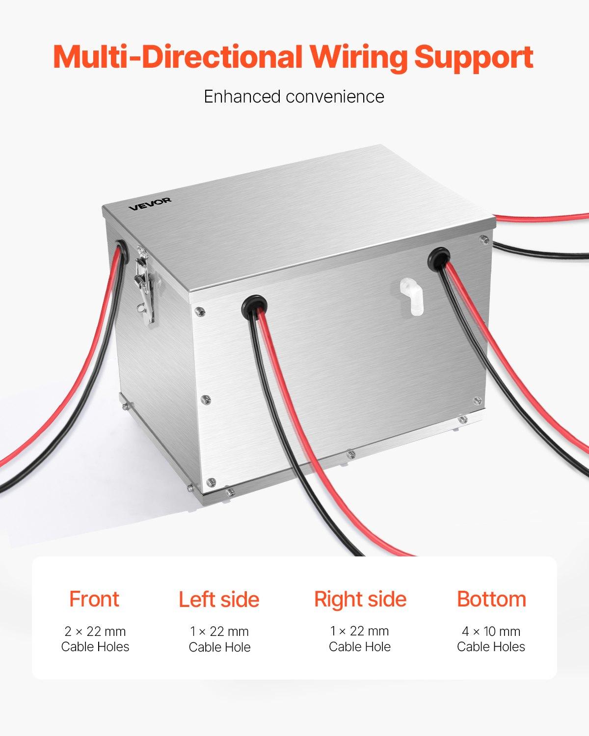 VEVOR Battery Box, Group 24/31 Trolling Motor Battery Box, Marine Batteries Case with Rubber-Grommet Cable Holes, Aluminum Alloy Shell Storage Case, Easy Installation, for Off-Road Racers, Trucks