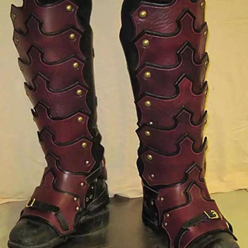 Men's Medieval-Renaissance Viking Knight Warrior Cosplay Leg Guards - Shin Greave Gaiter Boot Shoe Cover Costume Accessory