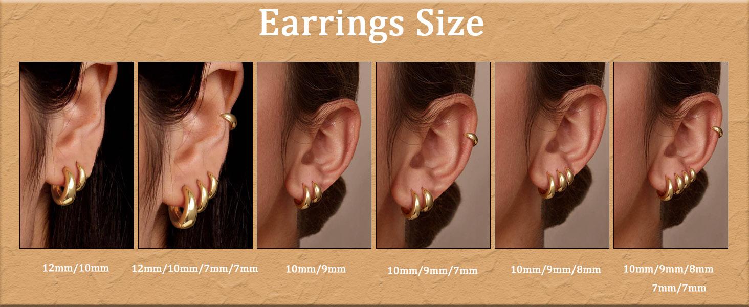 Dearmay Small Hoop Earrings Set for Women, Mini Chunky Huggie Hoop Earring Hypoallergenic Stackable Earrings for Multiple Piercing Dainty Cartilage Earring Zircon Earrings for Women Jewelry Gift