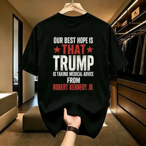 Trump RFK Jr Medical Advice Political Satire T-Shirt, Political Quote Back Print Graphic Tee, Statement Shirt, Unisex Casual Top