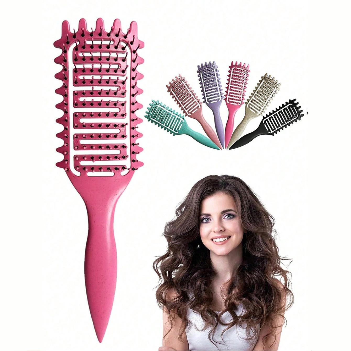 Vented Curl-Defining Brush, Curl Styling Brush, Curly Hair Detangler Brush for Curly, Wavy & Coily Hair, Airflow Comb for Fast Drying, Curl-Enhancing & Edge Lift, Detangling Brush for Wet & Dry Hair, Ideal for Travel, Home and Salon