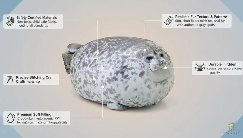 JIAJCHUF Adorable Fat Seal Plush Toy, Jiajchuf Soft Stuffed Animal Pillow, Perfect Gift for Kids & Adults, Cozy Hugging Companion, Soft Cuddly Gift