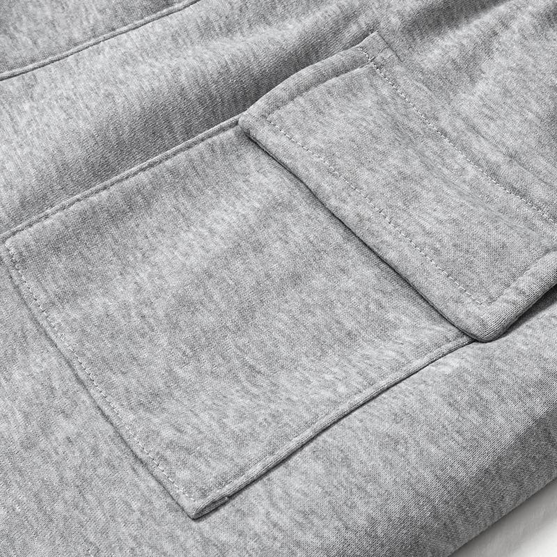 Men's Heather Gray Plain Elastic Cargo Sweatpants - 100% Polyester Fabric Menswear Bottoms, Multi-Pockets, Drawstring Waist, Adjustable Ankle Cuffs, Straight Leg, Relaxed Fit Soft Streetwear for Daily Errands, Lounging