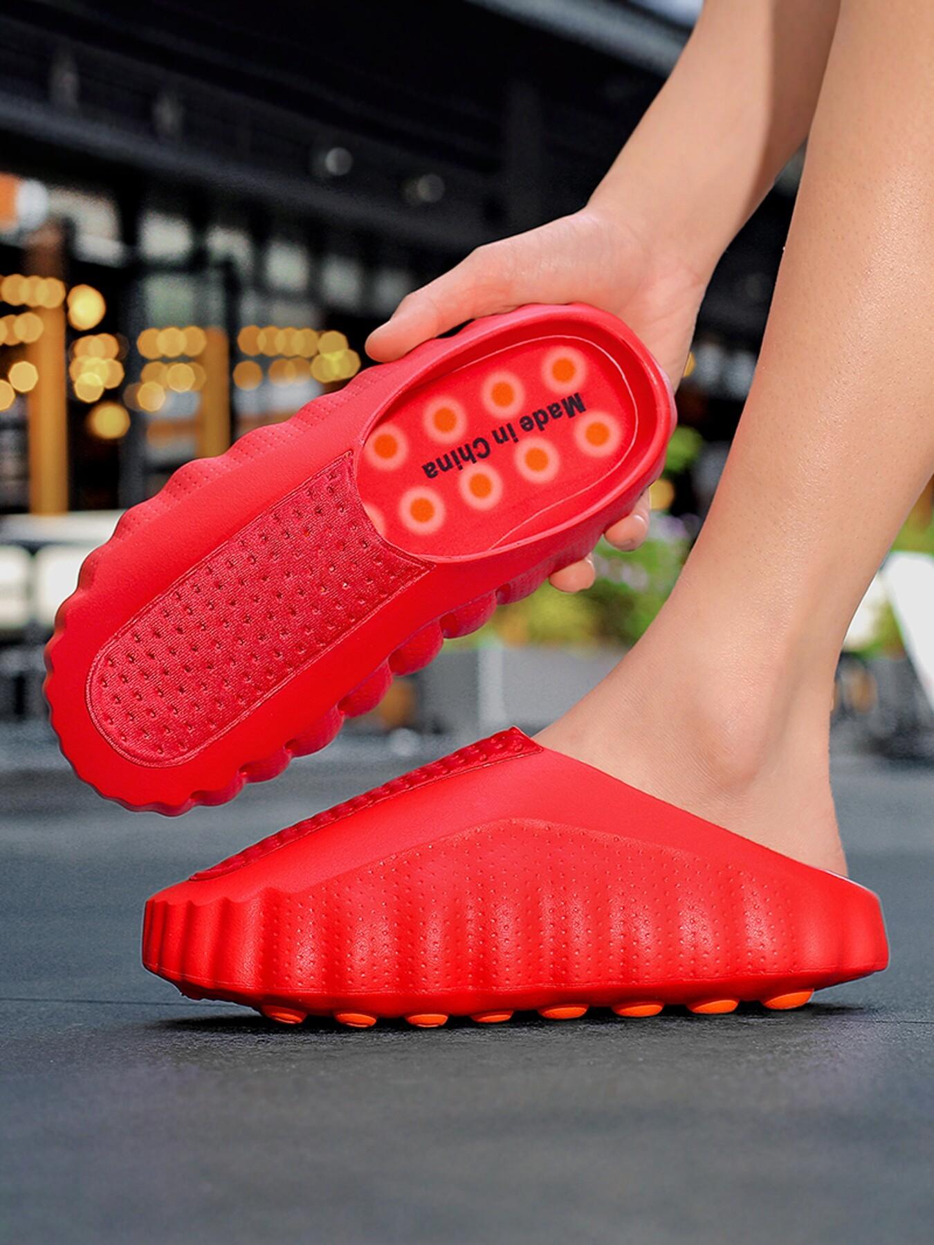 Men's Trendy Outdoor Sports Sandals, Unisex Massage Beads Design, Height Boost Anti-Slip, Fashionable Home Gym Shoes