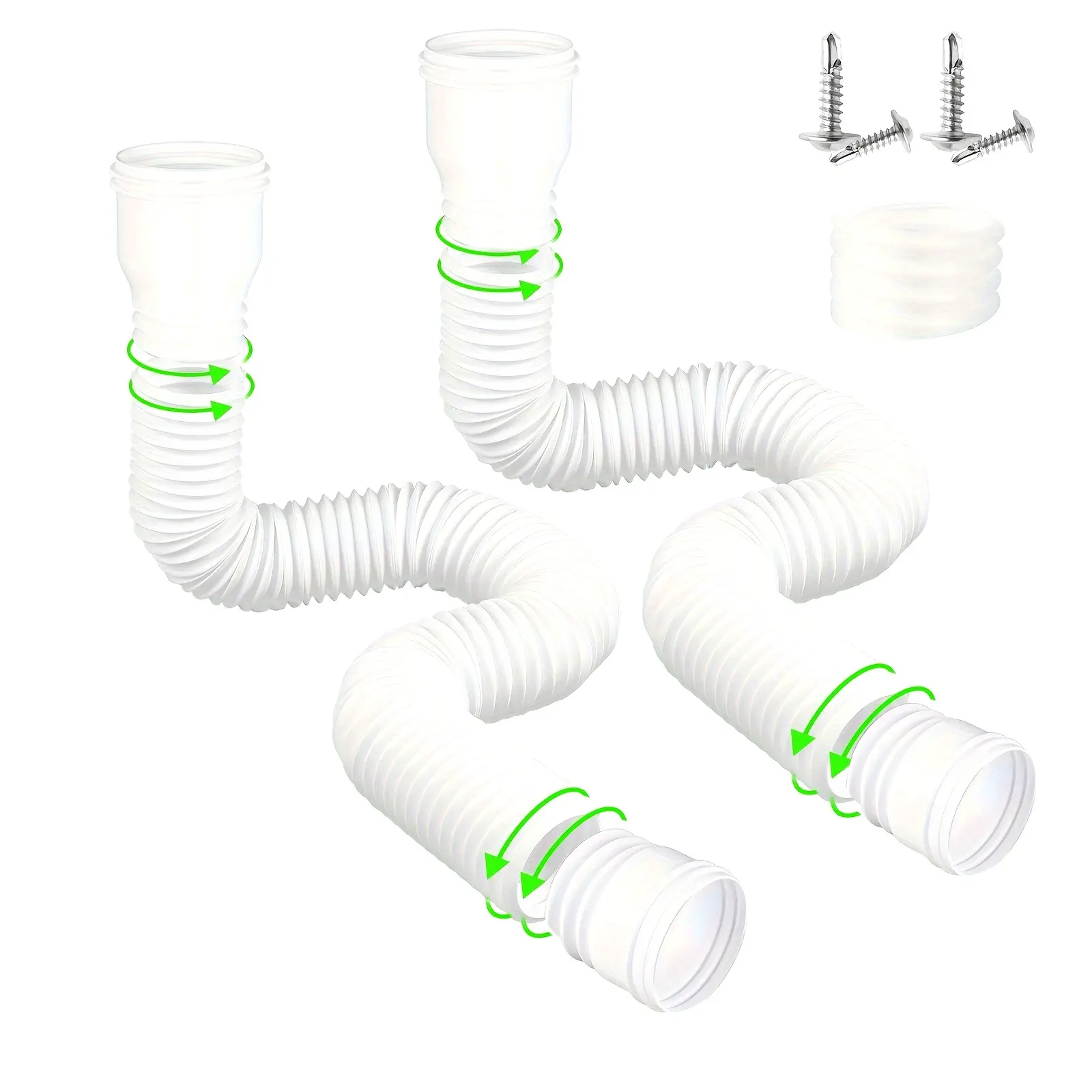 1pc Flexible Rain Gutter Downspout Extender Kit - Telescopic Drain Pipe for Rainwater Drainage, Durable PE Material, Easy Installation with Screws, Adjustable Length 18.5 to 59.06 Inches, Anti-Deformation Design