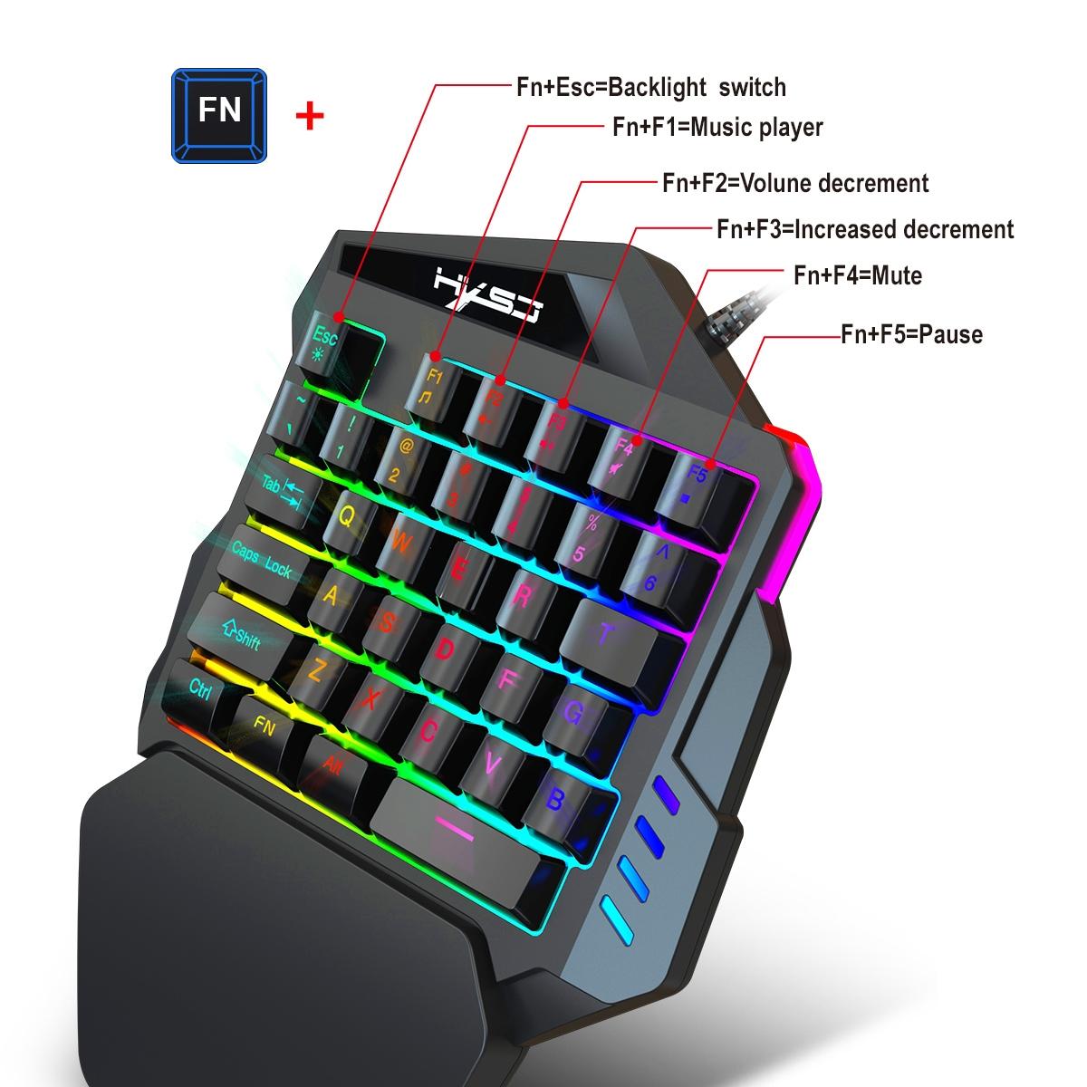 One Handed Gaming Keyboard RGB Backlit 35 Keys Portable Mini Gaming Keypad Ergonomic Game Controller for PC Gamer