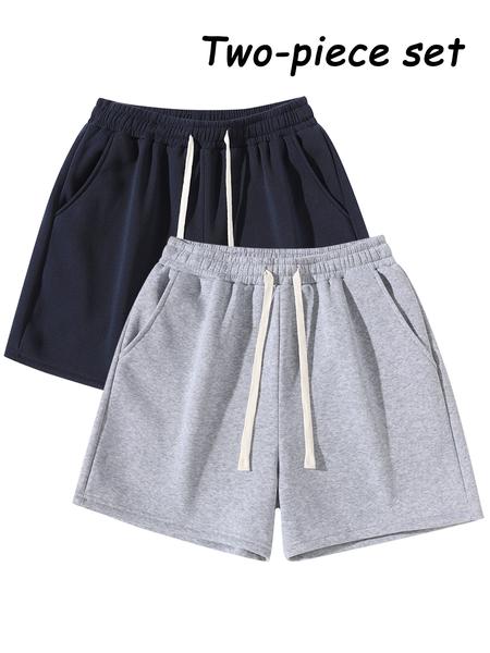 Men's Plain Drawstring Waist Shorts, Basic Casual Sporty Running Pants for Daily Wear and Exercise, Moderate Fabric, Fitted Style Summer Sports Shorts, Casual Athletic Shorts