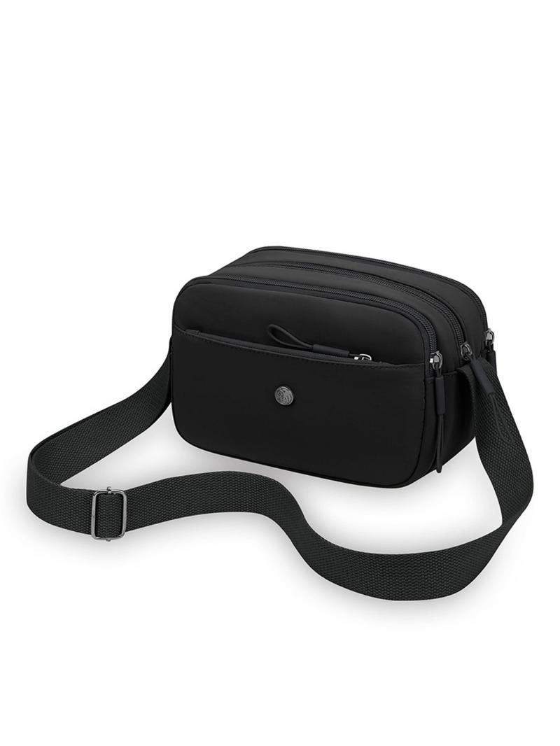 Women's Multifunctional Small Square Bag, Casual Multi-Layer Adjustable Crossbody Shoulder Bag, Lightweight Nylon Commuter Crossbody Bag