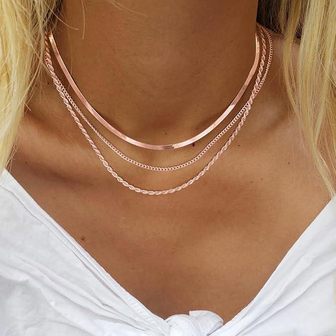 Tewiky Herringbone Necklace for Women Dainty Snake Chain Choker Necklaces,Simple Layered Necklaces Jewelry Gift for Women For Blackfriday Christmas