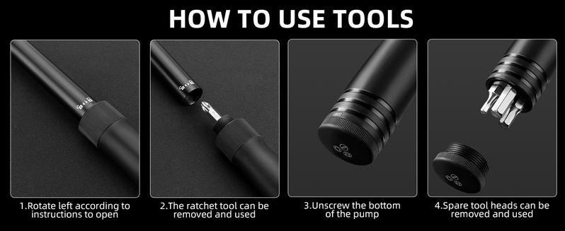 ROCKBROS Mini Bike Pump Presta Schrader 80PSI Portable Bicycle Tire Pump with Multitool,Bike Tool Kit Aluminum Alloy Frame Pump for Road & MTB Bike