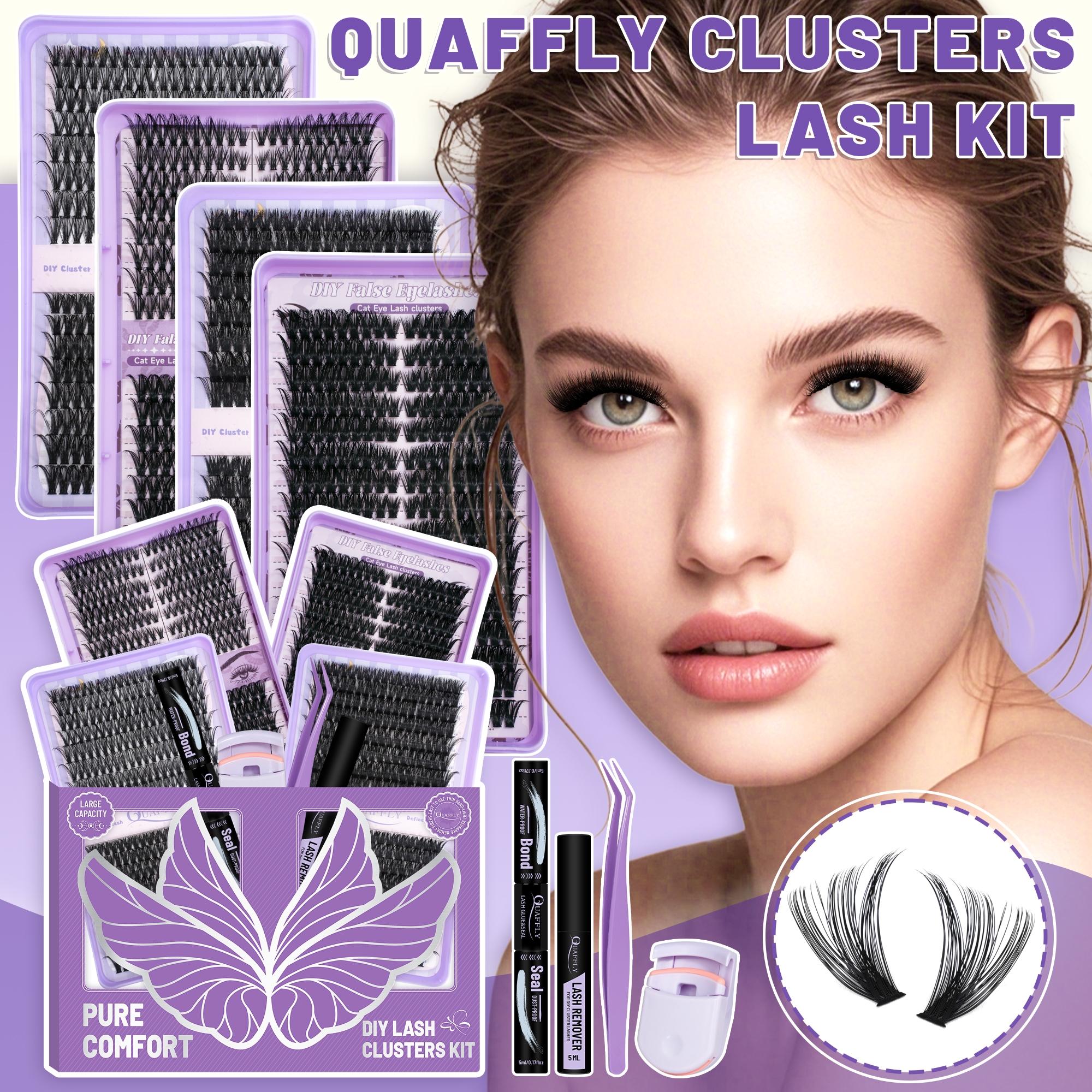 DIY Lash Cluster Kit – 1184pcs 40D-100D Natural Soft Cluster Lashes 8-18 mm D Curl with Eyelash Glue, Lash Bond&Seal Remover Tweezere Lash Curler All Tools In One Box Eyelash Extensions Kit