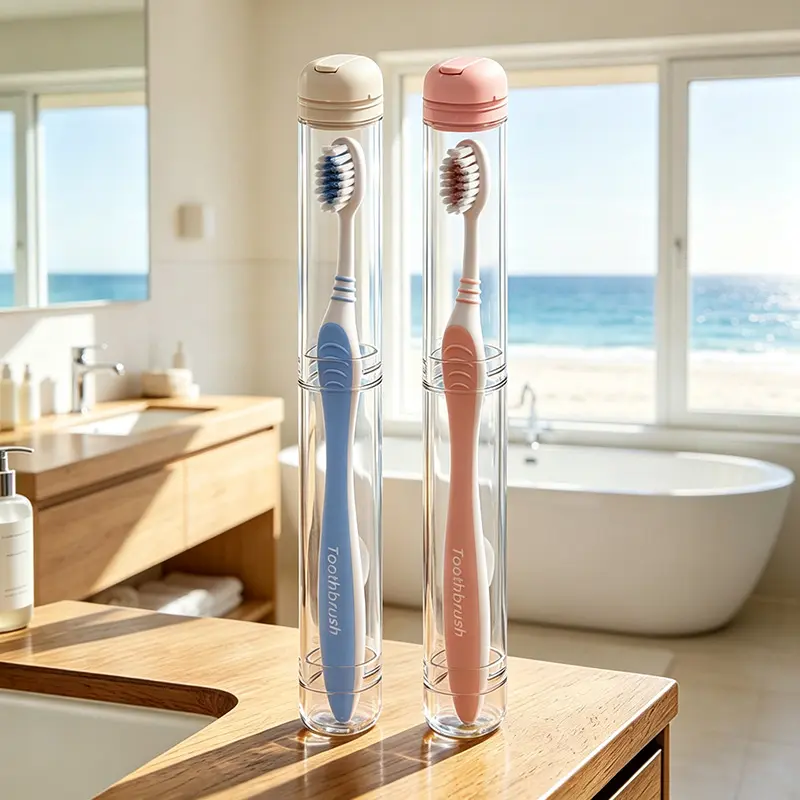 dustproof toothbrush holder 2 Pack Portable Clear Travel Toothbrush Storage Tube, Ventilated Dustproof Toothbrush Cover Fit Manual & Slim Mini Electric Toothbrushes, Oral Care Travel Accessories for Camping Business Trip Vacation