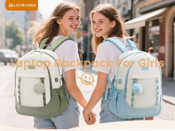 LOVEVOOK School Backpack for Teen Girls, Backpack for School, Teen Backpacks for 8-16 Teenage, Lightweight Bag with Laptop Compartment, Cute Bookbag for Girls, Casual Travel Bookbag