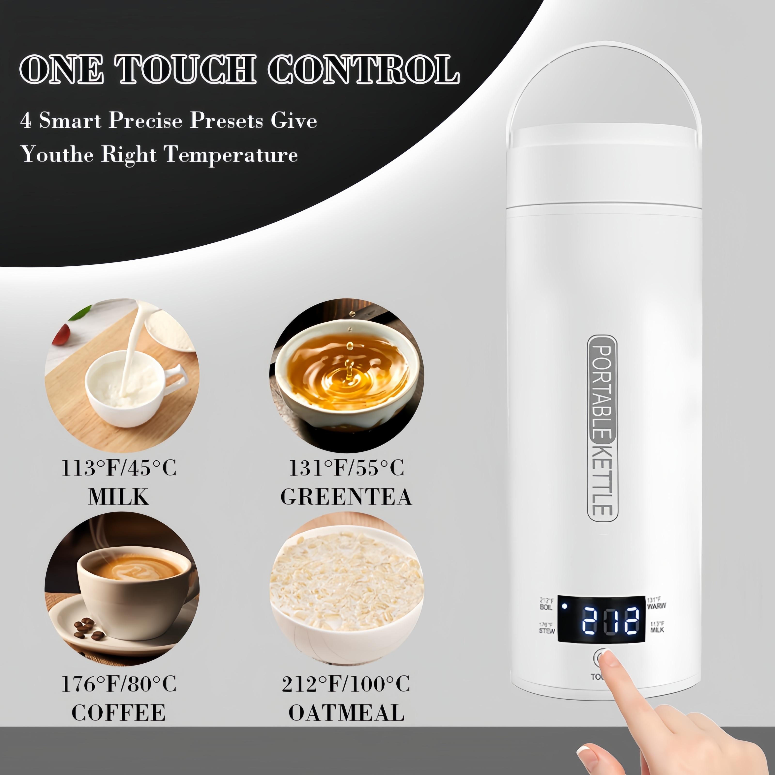 Travel Electric Tea Kettle Portable Small Mini Coffee Maker with 4 Variable Presets, Personal Hot Water Boiler 304 Stainless Steel with Automatic Shutoff and Boil-Dry Protection Travel Electric Tea Kettle Portable Small Mini Coffee Maker with 4 Variable Presets, Personal Hot Water Boiler 304 Stainless Steel with Automatic Shutoff and Boil-Dry Protection