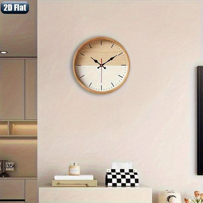 2D Flat. 1pc. Natural Wood Grain Themed Wall Clock, Silent Decorative Clock, Creative Wall Clock, Suitable for Decorating Bedrooms, Living Rooms, And Offices, Available in 25/30 cm (Batteries Not Included)