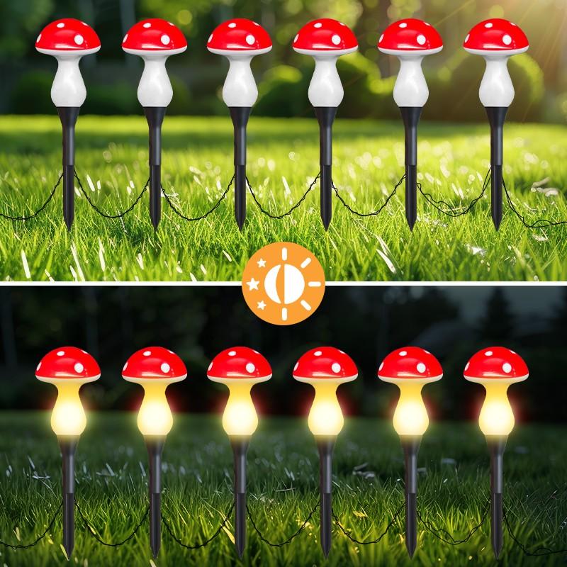 Battery-Powered Mushroom Lawn Lights, Outdoor Garden Lighting, 8 Lighting Modes, Suitable for Patios, Paths, Lawns, Solar Powered