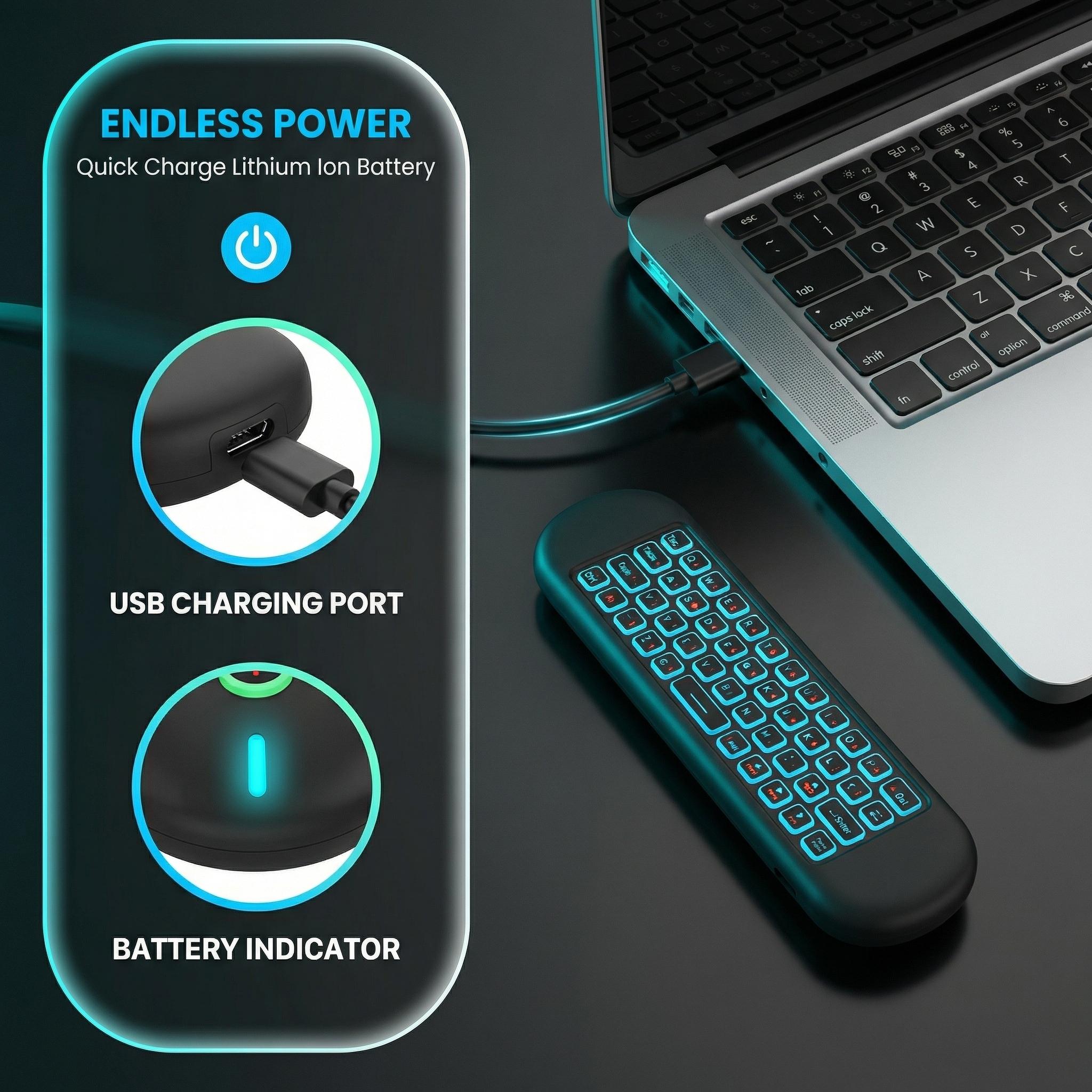 Mini Bluetooth Wireless Keyboard Remote,2.4G, 6-Axis Gyroscope, with Backlit, USB Charging for Smart TVs Stick 4k, Android TV Box, TV Stick Streaming Player, PC,Projector,Air Mouse Mini Wireless Keyboard Mini Bluetooth Wireless Keyboard Remote,2.4G, 6-Axis Gyroscope, with Backlit, USB Charging for Smart TVs Stick 4k, Android TV Box, TV Stick Streaming Player, PC,Projector,Air Mouse Mini Wireless Keyboard