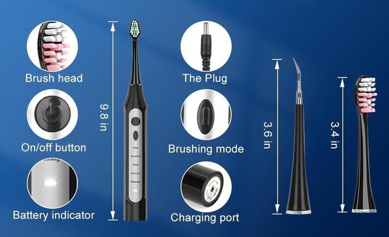 Electric Toothbrush, Multiple Cleaning Modes, USB Rechargeable, Tool Accessories for Home Oral Care Cleansing
