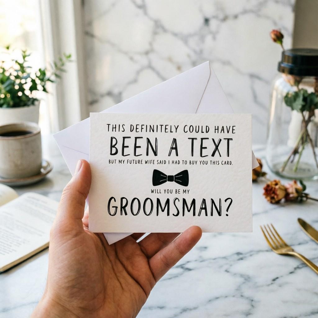 5 Funny Wedding Groomsman Invitation Cards, Creative Gift for Best Man, Includes Envelope, Perfect for Pre-Wedding Party Surprises