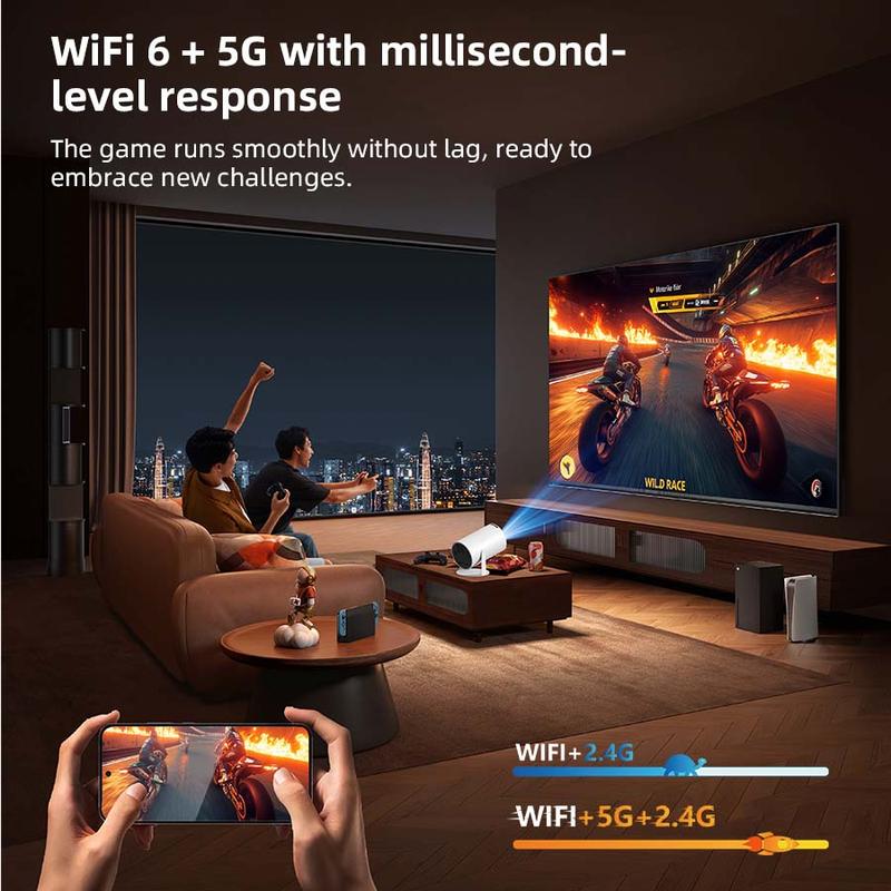 XBJ HY300 Pro Smart Projector: The Ultimate Holiday Gift with Wi-Fi 6 | 1080P Home Theater, Auto-correction, Android TV | Perfect Christmas, Black Friday & Birthday Gift for Indoor/Outdoor Movie Nights