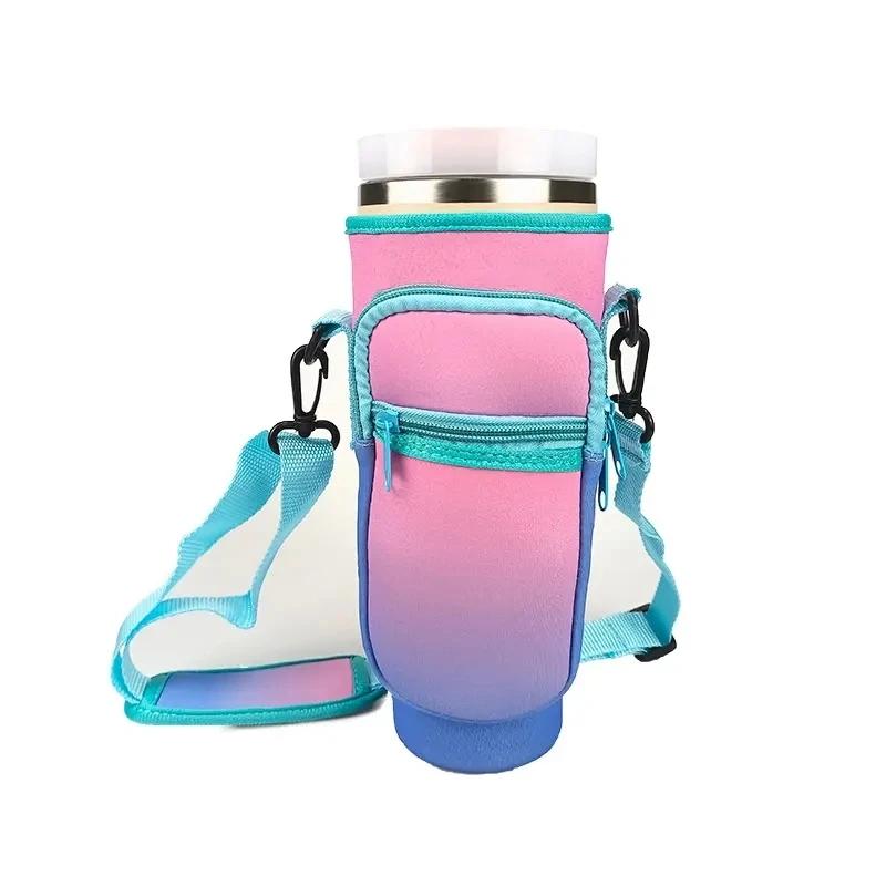 Water Bottle Carrier Bag with Phone Pocket for Stanley Cup 40 Oz, Adjustable Strap, Portable Drinkware Accessory