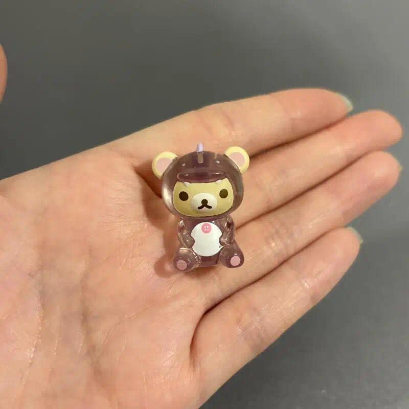 Rilakkuma Cross-Dressing Dinosaur Q-Version Transparent PVC Collectible Figurine, Desktop Decoration, Car Toy Pendant, Collectibles