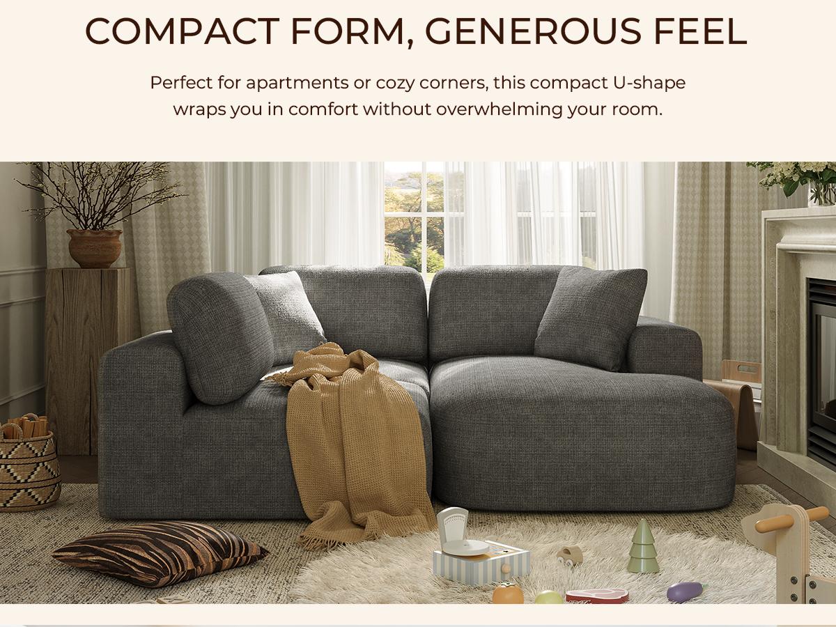 Dowinx 107'' Modular Sectional Sofa Couch with Chaise, No Assembly Required, Modern Bouclé-Inspired Upholstery, Convertible L-Shaped Design for Living Room