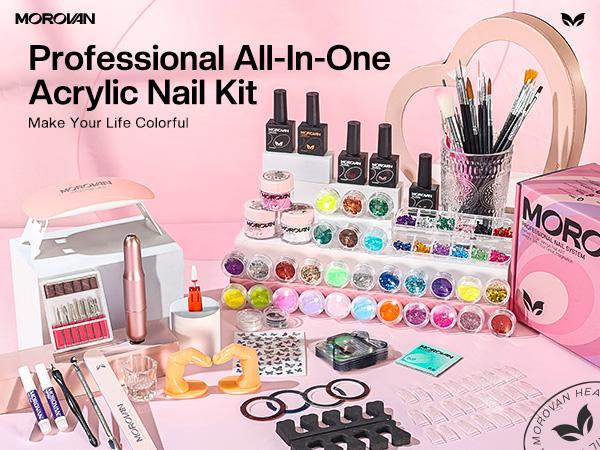 MOROVAN Acrylic Nail Blossom Kit with Everything: Blossom Series Nail Kit Set Professional Acrylic with Everything Nail Charms for Beginners Acrylic Nail Set Full Acrylic Nail Supplies