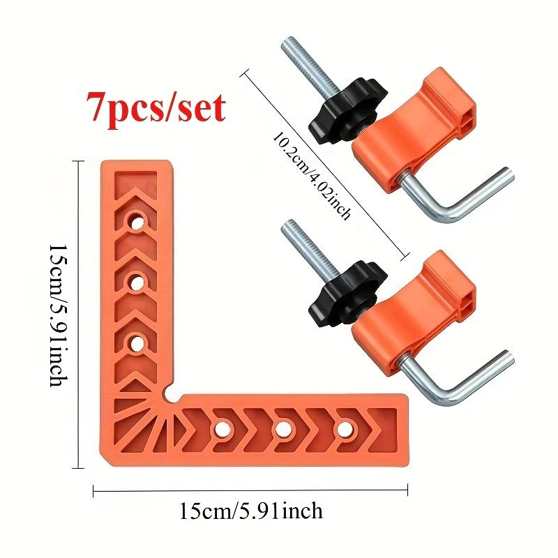 7-piece set of 90-degree precision right-angle jigs, carpenters holding fixing jig tools, jig support molds, and clip buckles are suitable for precise carpenter's corner operation of photo frames/boxes/cabinets/drawers, Clamp With Thread