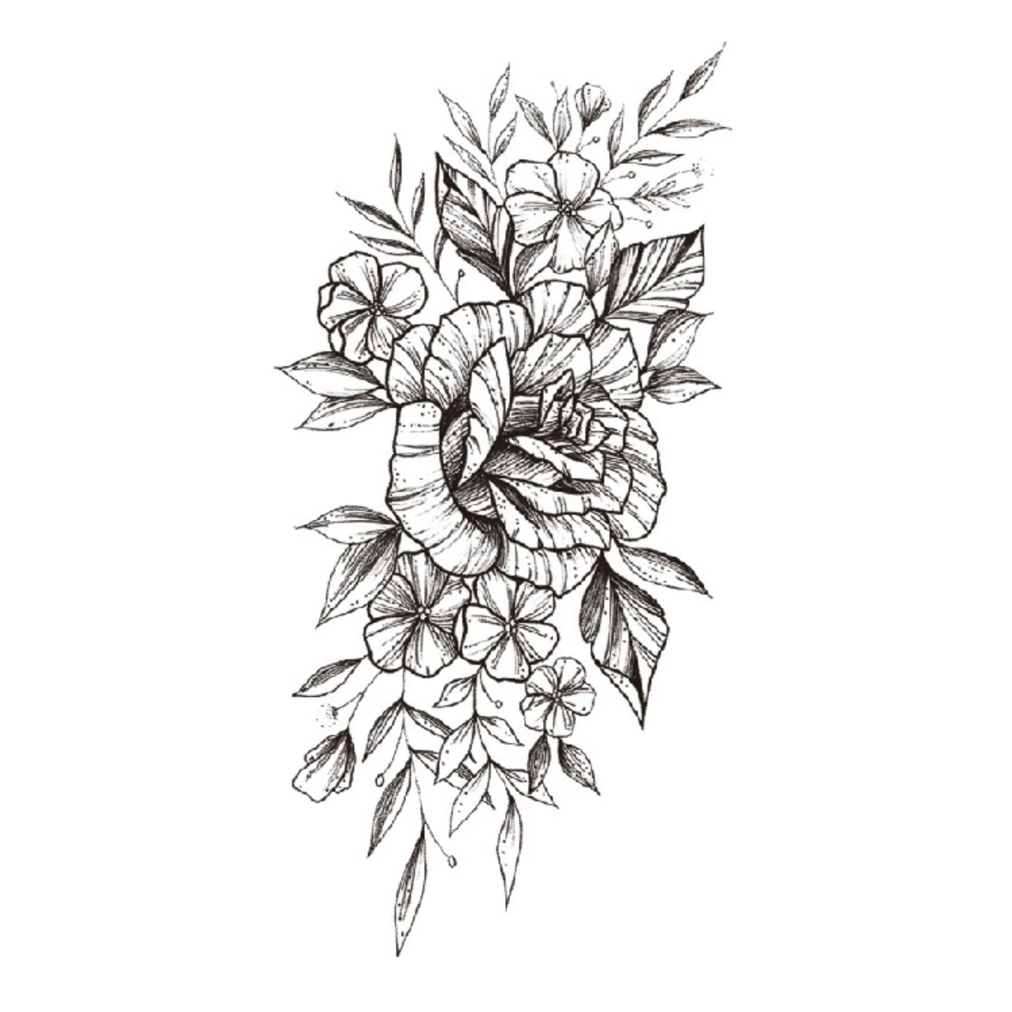 9pcs Death Skull Flower Temporary Tattoo For Women Girls Snake Bird Peony Tattoo Sticker Black Fake Blossom Sexy Tatoo Transfer Adult