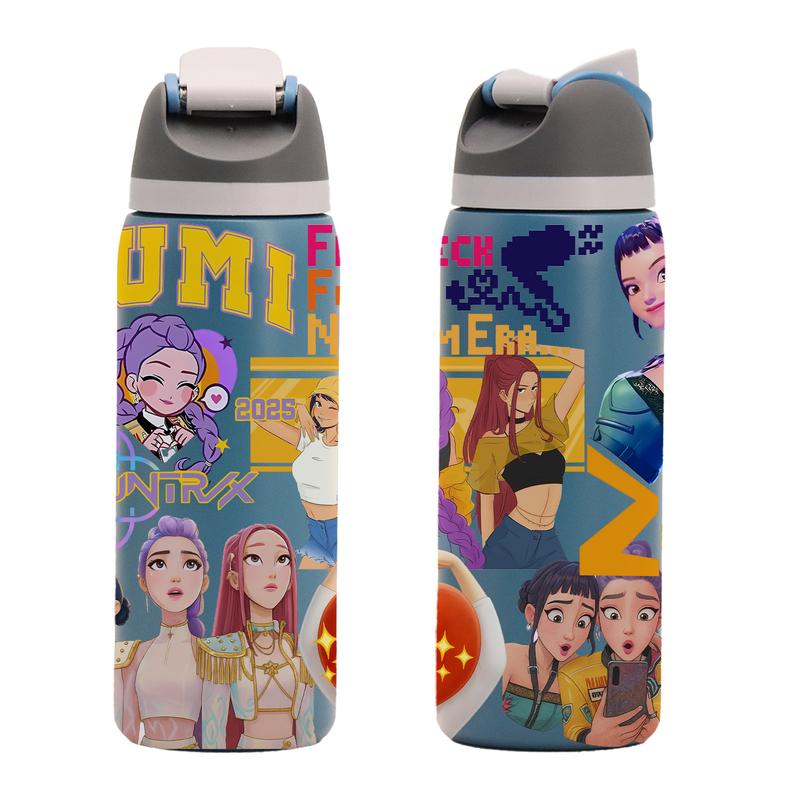 Auracup 1 Pc 19/24/32oz insulated mug, double wall vacuum cup with leak-proof lid, hot cold drinks tumbler, keeps hot 12 hours cold 24 hours, anime style colorful print, stainless steel thermal travel mug, Stainless steel flask, gift for women men, Chr