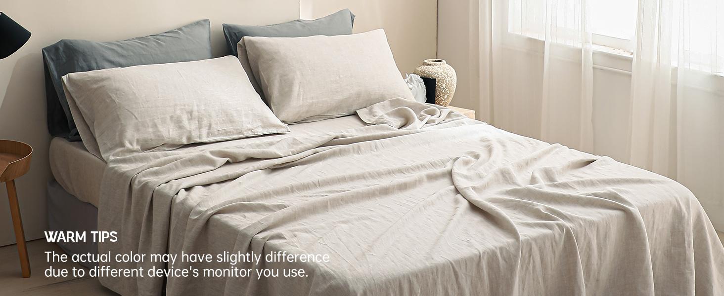 Simple&Opulence 100% Linen Sheets Set, Natural French Linen Bed Sheets, Breathable Soft Durable Bedding Set for All Season Simple&Opulence 100% Linen Sheets Set, Natural French Linen Bed Sheets, Breathable Soft Durable Bedding Set for All Season