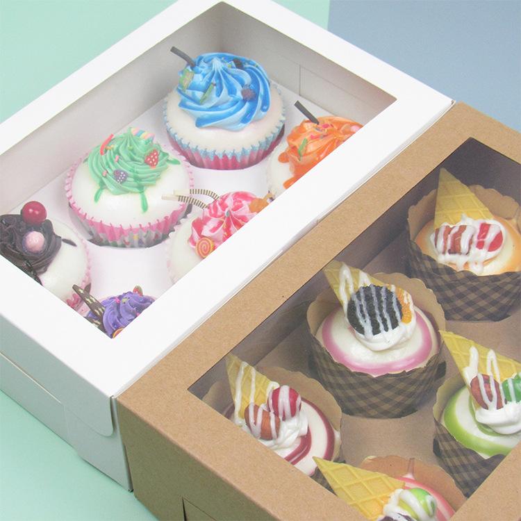 20/15/10/5/1pcs 4/6 Pack Clear Window Muffin Boxes, Kraft Paper Cupcake Containers for Bakery Desserts.needoh.paper plates