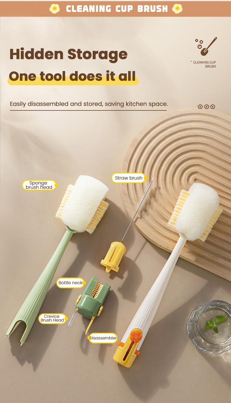 5-in-1 Bottle Cleaning Brush (Multifunctional) – For Cup Lid Cleaning & Home Kitchen Tasks