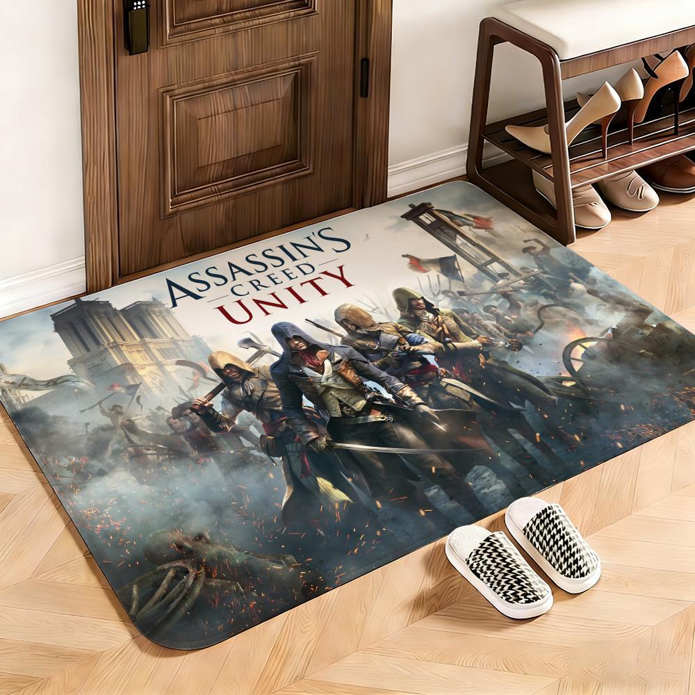 Action Assassin's Creed Floor Mat This soft flannel mat provides a cozy Soft flannel mat with quick water absorption, non-slip and durable. Easy to clean, ideal for bathroom and entryway use.