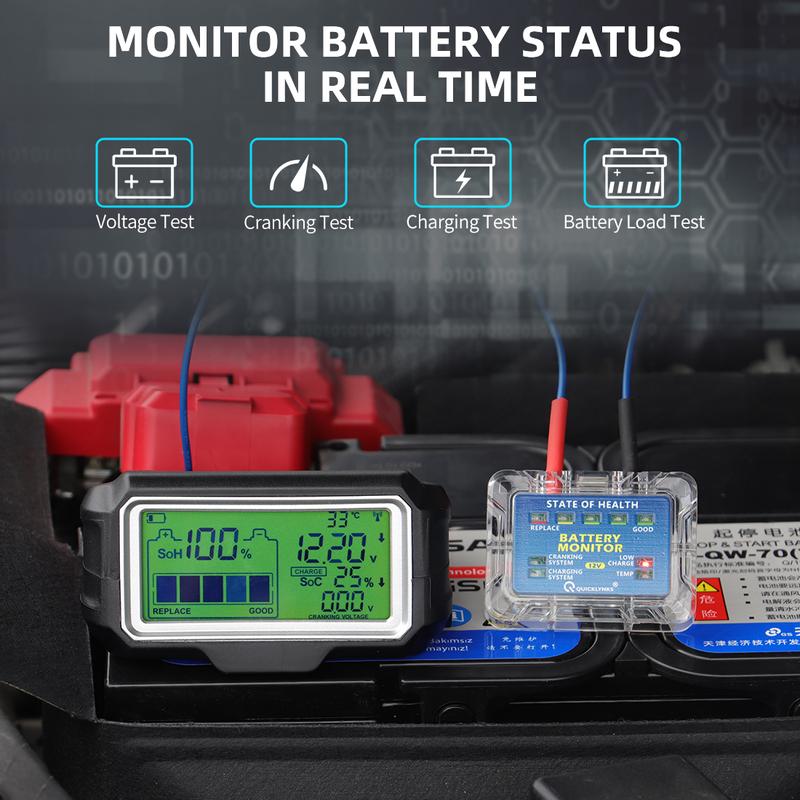 QUICKLYNKS BM5-D 12V LED Battery Tester Monitor Head Up Display Professional Battery Health Tester Analyzer Charging Test Tool Electrical Cranking QUICKLYNKS BM5-D 12V LED Battery Tester Monitor Head Up Display Professional Battery Health Tester Analyzer Charging Test Tool Electrical Cranking