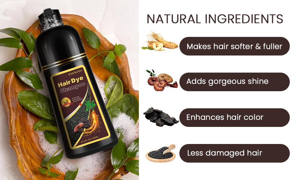 Natural Coffee Hair Dye Shampoo – 3-in-1 Herbal Formula for Men & Women, Long-Lasting Color in 10-15 Mins, Instant Color Shampoo Hair Shampoo Champu Con Tinte Para Canas, Paraben-Free & Hypoallergenic 16.9 Fl Oz