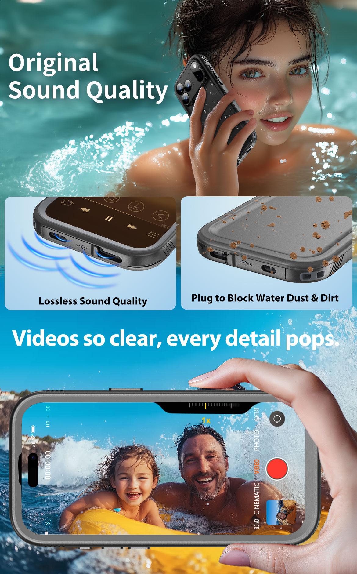 [3-in-1] SPORTLINK Phone Case | Built in Screen & Camera Lens Protector for iPhone 17/16/15/14/13/12/11 & Samsung S24/S25Ultra | MagSafe Charging |  | Waterproof & Shockproof | For Beach, Underwater, Travel, Camping, Summer, Everyday, 2026 Spring